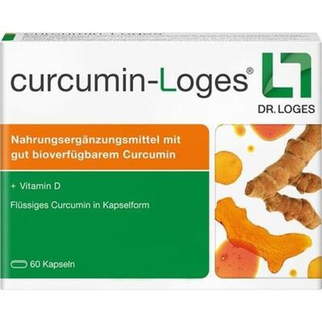 Box of curcumin supplement with visible branding and product details.