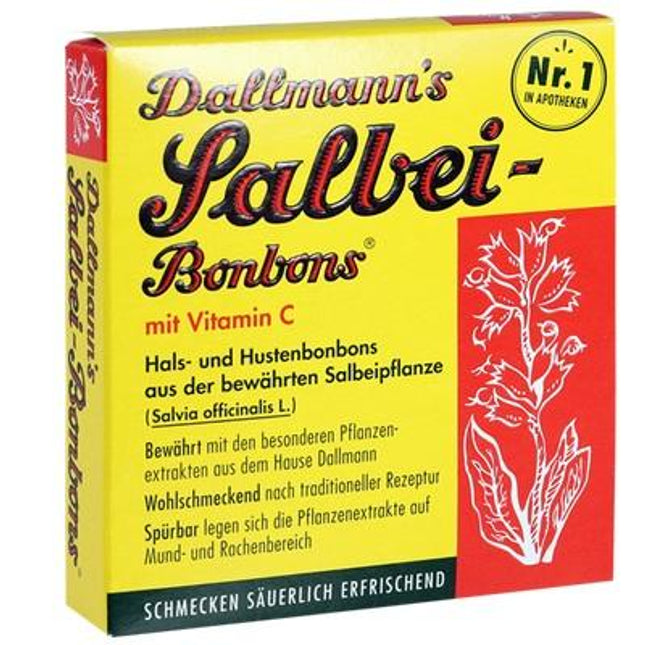 Dallmann's Salbei Bonbons packaging with yellow and red design