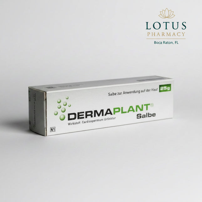 Dermaplant Ointment is a herbal medicinal skin ointment containing an extract of Cardiospermum halicacabum (balloon vine), traditionally used for the supportive treatment of inflammatory and itchy skin conditions. The ointment is commonly used for eczema-prone, dry, irritated, and sensitive skin associated with redness, itching, and discomfort.
