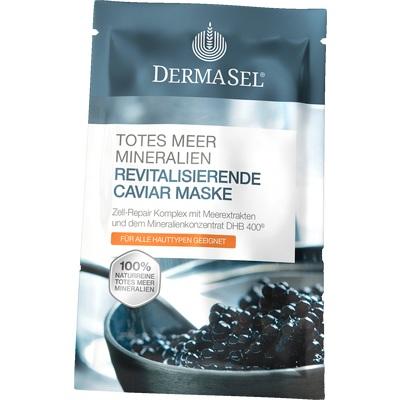 Dermasel caviar mask packaging with text and image of caviar on a white background