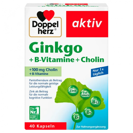 Doppelherz Ginkgo + B Vitamins + Choline, 40 Capsules