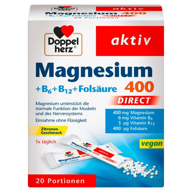 Doppelherz Magnesium supplement packaging on a white background