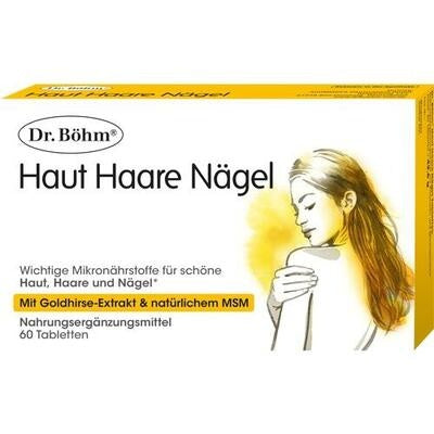 DR.BÖHM® Haut Haare Nägel Tabletten – 60 ct  Beauty Support Formula | Biotin, Zinc, Selenium, Silica & Gold Millet