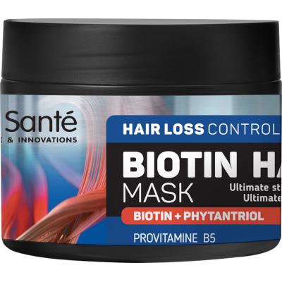 Sante hair mask jar for hair loss control with biotin and phytantriol on a white background