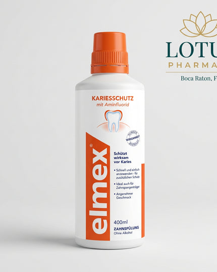 elmex® Kariesschutz Zahnspülung is an alcohol-free fluoride mouthwash designed for daily cavity protection and enamel remineralization. Its fluoride system helps strengthen tooth enamel and provides additional protection in areas that can be difficult to reach with a toothbrush.

The mouthwash contains 250 ppm fluoride and is suitable as an addition to regular brushing and interdental cleaning. It also leaves the mouth feeling fresh with a mild mint flavor.