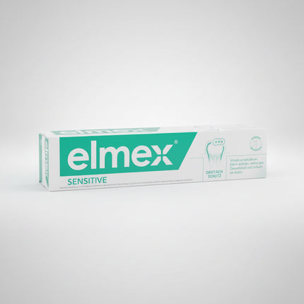 elmex sensitive, elmex sensitive toothpaste, elmex toothpaste, elmex sensitive 75 ml, toothpaste for sensitive teeth, sensitive teeth toothpaste, tooth sensitivity, sensitivity protection, exposed tooth necks, exposed dentin, sensitive tooth necks, amine fluoride, olaflur, fluoride toothpaste, cavity protection, enamel protection, enamel strengthening, dental care, oral care, european toothpaste, german toothpaste, pasta dental elmex, elmex sensitive, pasta para dientes sensibles, dientes sensibles, sensibi
