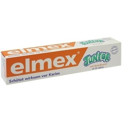 Box of Elmex Junior toothpaste on a white background