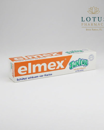 Elmex Junior Toothpaste is specially developed for children aged 6–12 years during the mixed dentition phase, when permanent teeth begin to erupt and require enhanced enamel protection. The formula contains fluoride to help strengthen tooth enamel, support remineralization, and protect against cavities while maintaining a mild child-friendly taste.