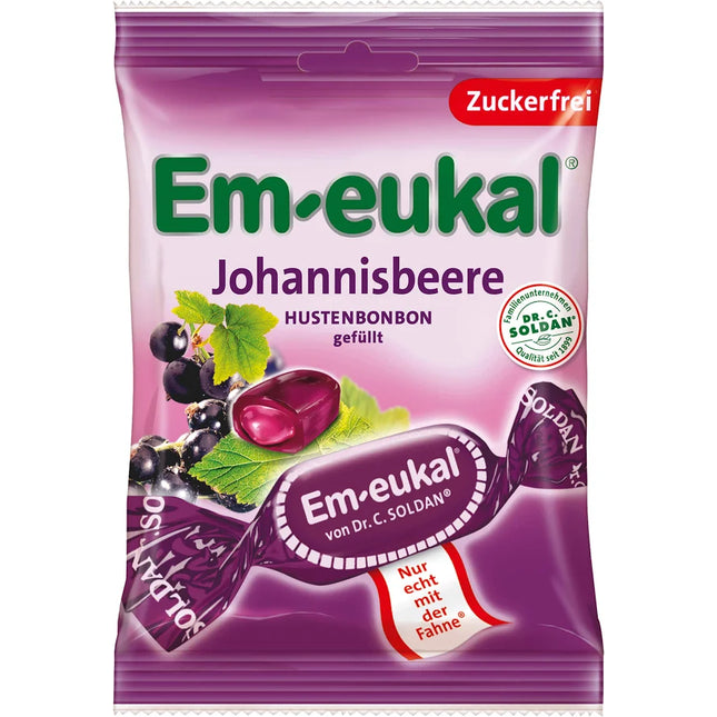 Em-eukal Johannisbeere candy package with purple and green design