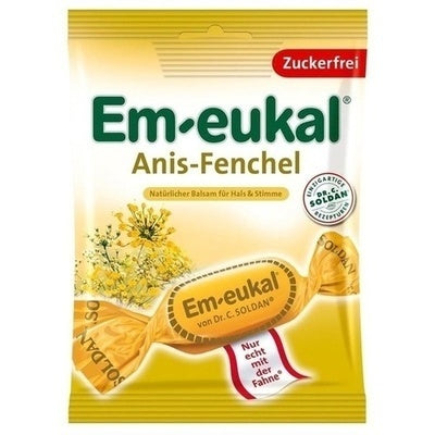 Emäukal Anis-Fenchel candy package with a yellow background