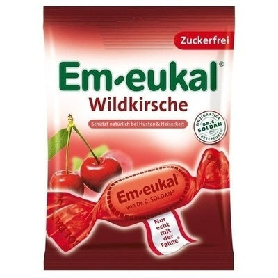 Emäukal Wildkirsche candy package with cherry illustration on a white background