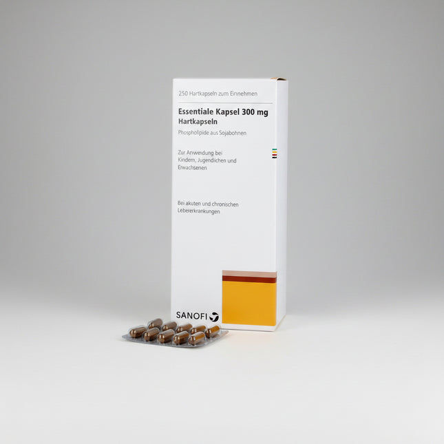 Essentiale 300 mg is a liver support supplement containing essential phospholipids (primarily phosphatidylcholine) designed to help maintain healthy liver cell membranes, support liver function, and promote normal fat metabolism. It is widely used as supportive care for conditions involving liver stress, impaired digestion, fatty liver changes, and as an adjunct to lifestyle measures that support liver wellness.