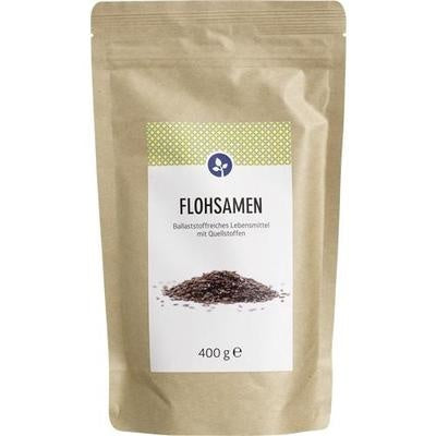 Bag of Flohsamen (earwax nuts) with a label on a white background