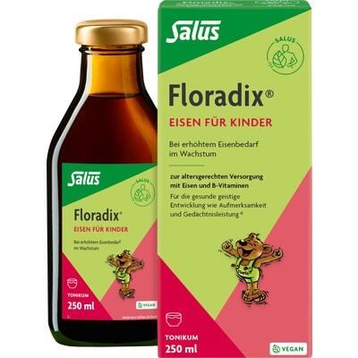 Salus Floradix bottle and packaging on a white background