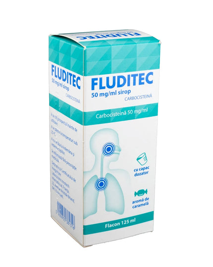 Fluditec syrup packaging on a white background