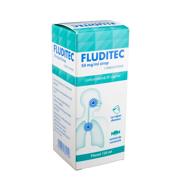 Fluditec syrup packaging on a white background