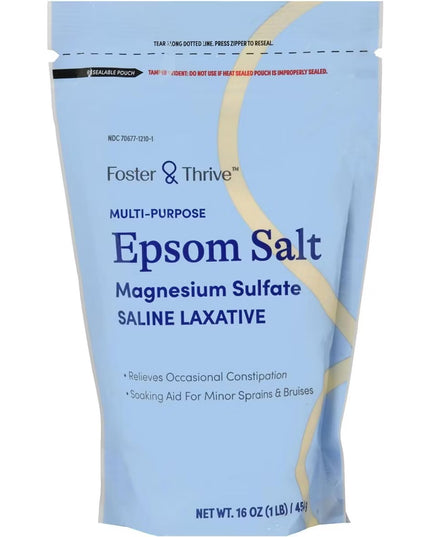 Foster & Thrive Multi-Purpose Epsom Salt for Soaking & Relaxation – 16 oz (454 g)
