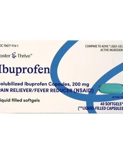 foster and thrive minis, foster and thrive ibuprofen, ibuprofen 200 mg, liquid filled capsules, mini softgels, pain reliever, fever reducer, headache relief, muscle pain relief, back pain relief, arthritis pain relief, menstrual cramp relief, nsaid, fast acting ibuprofen, фостер энд трайв, ибупрофен 200 мг, жидкие капсулы, мини капсулы, обезболивающее, жаропонижающее, головная боль, боль в спине, мышечная боль, артрит, менструальная боль, нпвс, быстрое обезболивание, foster and thrive, ibuprofeno 200 mg, cá