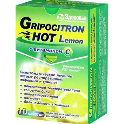 Gripocitron Hot Lemon – Cold & Flu Relief Drink Sachets, 10 ct