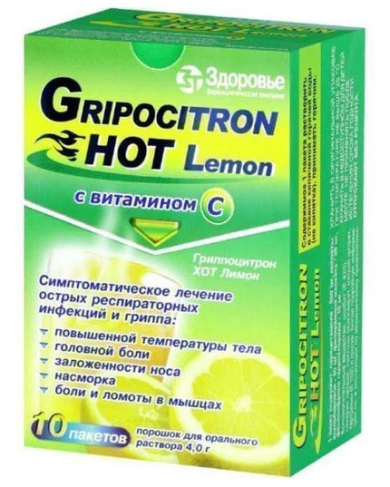Gripocitron Hot Lemon – Cold & Flu Relief Drink Sachets, 10 ct