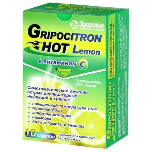 Gripocitron Hot Lemon – Cold & Flu Relief Drink Sachets, 10 ct