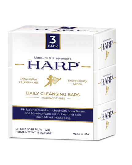 HARP pH-Balanced Body Wash Bar - Extra Gentle For Dry or Sensitive Skin + Shea Butter-Borage oil- Meadowfoam | Non-Comedogenic | Soap-Free, Lye-Free. FRAGRANCE FREE (No Masking agents added)