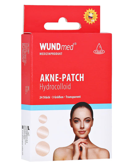 Wundmed acne patch packaging with a woman's face on a white background