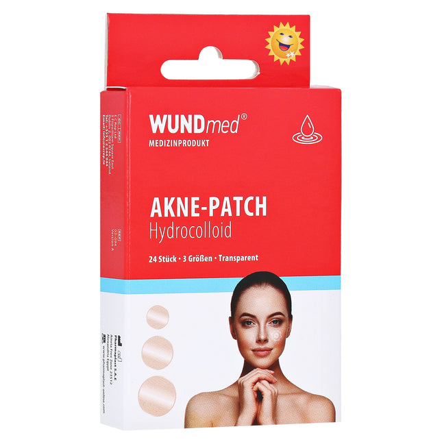 Wundmed acne patch packaging with a woman's face on a white background