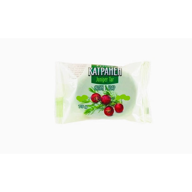 Katrapeh soap bar with juniper tar and cranberry flavor on a white background