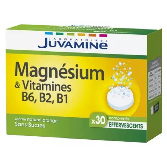 Juvamine Magnesium &amp; Vitamins B6 B2 B1 — 30 Effervescent Tablets
