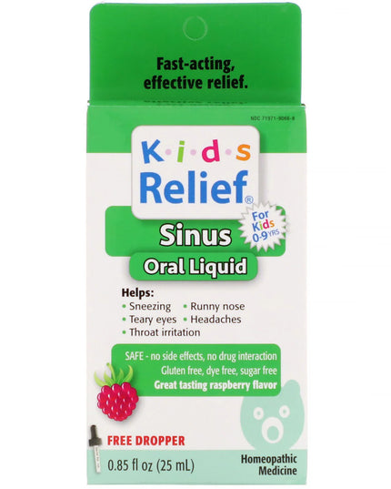 kids relief sinus, homeopathic sinus relief, sinus support for children, raspberry flavor, kids sinus medicine, homeopathic cold remedy, nasal congestion relief, sinus congestion, runny nose relief, children's sinus support, alcohol free, sugar free, kids relief, кидс релиф синус, гомеопатия для детей, синусит у детей, заложенность носа, насморк, поддержка пазух, гомеопатическое средство, малиновый вкус, средство от простуды для детей, без сахара, без спирта, kids relief sinus, remedio homeopático para niño