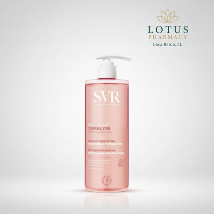 SVR Topialyse Gel Lavant Cleansing Gel is a gentle, soap-free daily cleanser specially developed for sensitive and dry skin. Suitable for the entire family, it gently cleanses the face and body while helping protect the skin from the drying effects of cleansing.