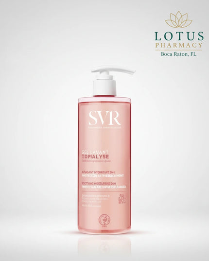 SVR Topialyse Gel Lavant Cleansing Gel is a gentle, soap-free daily cleanser specially developed for sensitive and dry skin. Suitable for the entire family, it gently cleanses the face and body while helping protect the skin from the drying effects of cleansing.