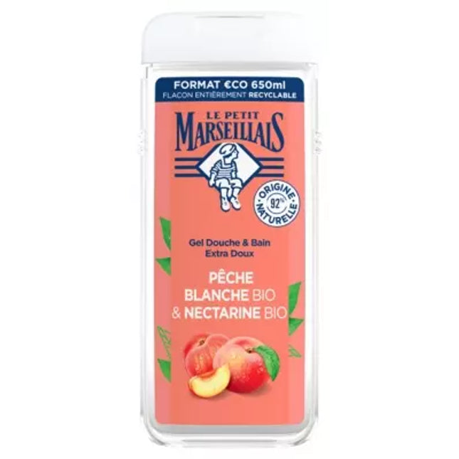 Le Petit Marseillais Extra Gentle Bath and Shower Gel White Peach and Nectarine Organic 650ml