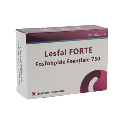 Box of Lesfal Forte supplement with purple and white design on a white background