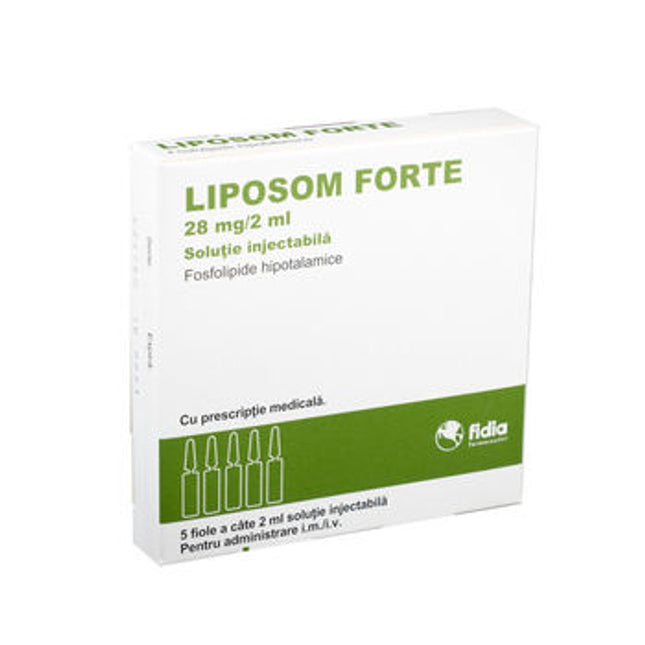 Box of LIPOSOM FORTE medical product with green and white design