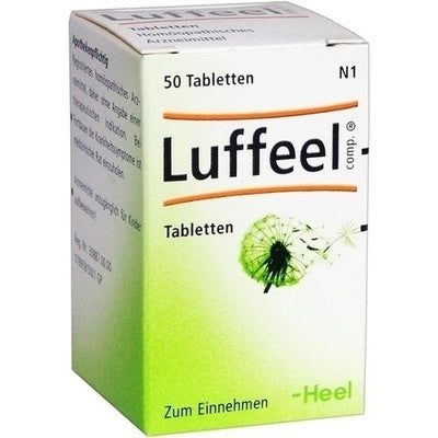 Luffeel tablet box with green gradient and dandelion graphic on a white background