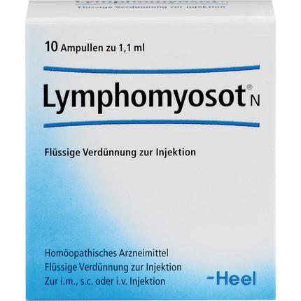 Box of Lymphomyosot N medical product with blue and white design