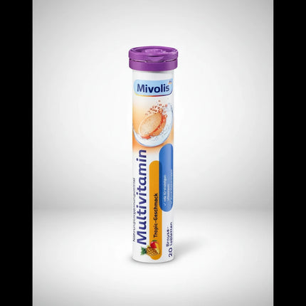 Mivolis Multivitamin Effervescent Tablets are a&nbsp;dietary supplement formulated to help supplement the daily diet with 10 essential vitamins in a refreshing, effervescent drink. The tablets dissolve in water to provide a convenient, sugar-free tropical-flavored source of micronutrients that support immune function and protect cells from oxidative stress.