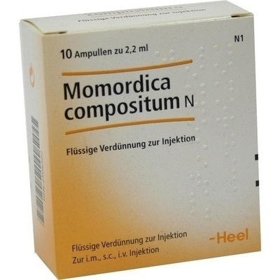 Box of Momordica compositum N medical product with 'Heel' branding.