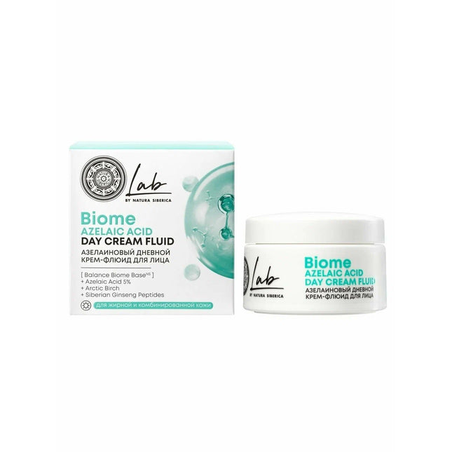 Biome Azelaic Acid Day Cream Fluid packaging on a white background