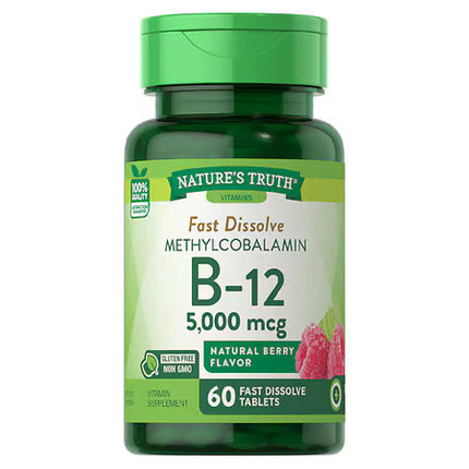 nature's truth b12, vitamin b12 5000 mcg, methylcobalamin, fast dissolve b12, b12 tablets, vitamin b12 supplement, energy support, nervous system support, red blood cell support, vegan vitamin b12, berry flavored b12, non gmo supplement, methylcobalamin 5000 mcg, fast dissolve tablets, daily vitamin supplement, vitamins and supplements, натурс тру б12, витамин в12, метилкобаламин, витамин b12 5000 мкг, энергия, нервная система, витамины, добавка b12, здоровье нервов, suplemento vitamina b12, metilcobalamina