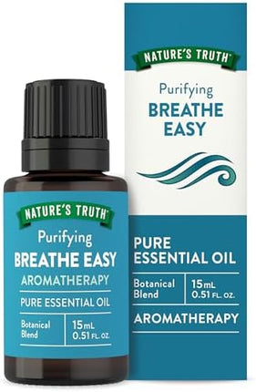 nature's truth breathe easy, breathe easy essential oil, purifying essential oil, eucalyptus oil, peppermint oil, lemon oil, tea tree oil, ravensara oil, essential oil blend, aromatherapy, diffuser oil, massage oil, pure essential oil, gc ms tested, non gmo essential oil, gluten free essential oil, home fragrance, масло для легкого дыхания, эфирное масло для дыхания, смесь эфирных масел, масло эвкалипта, масло мяты перечной, масло лимона, масло чайного дерева, масло равенсары, ароматерапия, масло для диффуз