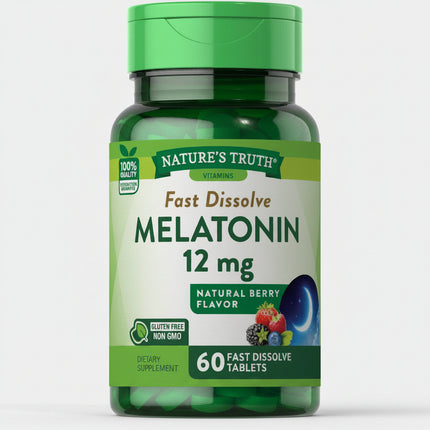 nature's truth melatonin, natures truth melatonin, nature's truth melatonin 12 mg, melatonin 12 mg, melatonin 12mg, melatonin fast dissolve, fast dissolve melatonin, melatonin tablets, melatonin sleep supplement, sleep support, sleep supplement, occasional sleeplessness, nighttime sleep support, healthy sleep cycle, sleep wake cycle, natural berry melatonin, berry flavor melatonin, high potency melatonin, maximum strength melatonin, adult melatonin, 60 tablets, dietary supplement, melatonin 840093102102, me