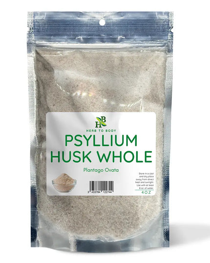 Packaging of Psyllium Husk Whole with a visible brand label on a white background