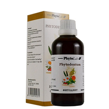 Bottle and packaging of Phytodentum by PhytoLab on a white background