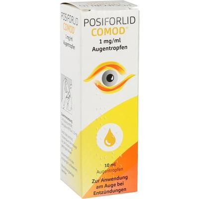 Posiforlid Comod eye drop packaging on a white background