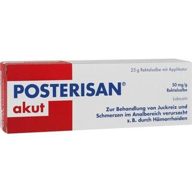 Posterisan akut tube packaging on a white background
