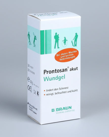 prontosan wound gel, prontosan akut, wound gel, hydrogel dressing, wound care, burn gel, cut treatment, abrasion care, polyhexanide gel, first aid gel, antimicrobial wound gel, B Braun wound care