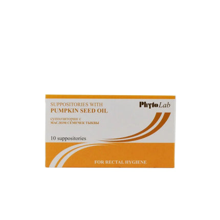 Box of Phyto Lab suppositories with pumpkin seed oil on a white background